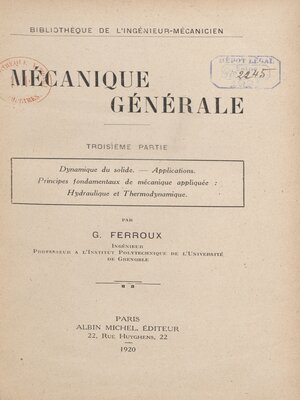 cover image of Mécanique générale